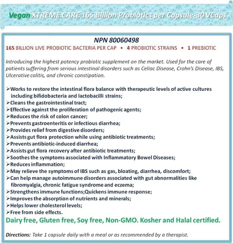 Vista 4 de NOVA Probiotics Vegan Xtreme Care 165 mil millones de probióticos por cápsula-30 VCaps