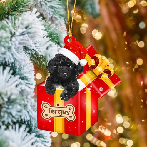 Vista 62 de Adorno de Navidad personalizado de Akita Inu, nombre personalizado Akita Inu para árbol de Navidad, en caja de regalo roja