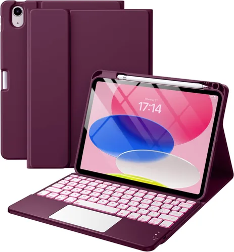 Vista 9 de Harvopu Funda compatible con iPad de 11ª y 10ª generación con teclado, funda tipo folio con soporte para Pencil, trackpad multitáctil Negro