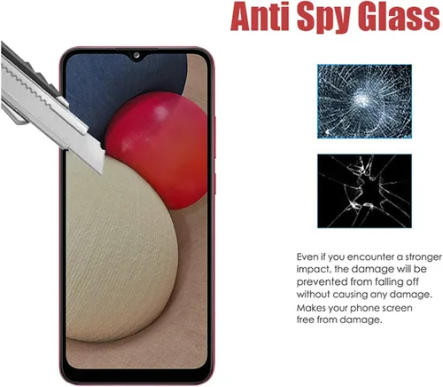 Vista 5 de Protector de pantalla de privacidad antiespía para Galaxy A02S, 2 unidades, protector de pantalla de privacidad antiespía para teléfono Samsung