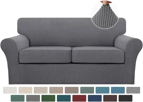 Vista 38 de Turquoize 2 fundas para sillas de sala de estar, funda de sofá con fundas de cojín individuales, funda de muebles para sillas (silla, beige biscotti)