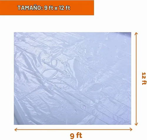 Vista 7 de Paños de tela de plástico transparente para pintar, 5 piezas, 9x12 pies, lona de plástico impermeable a prueba de polvo, casi resistente a roturas