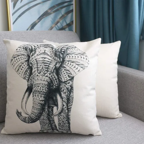 Vista 3 de Juego de 2 fundas de almohada decorativas de 18 x 18 pulgadas, diseño de elefante (diseño de elefante)