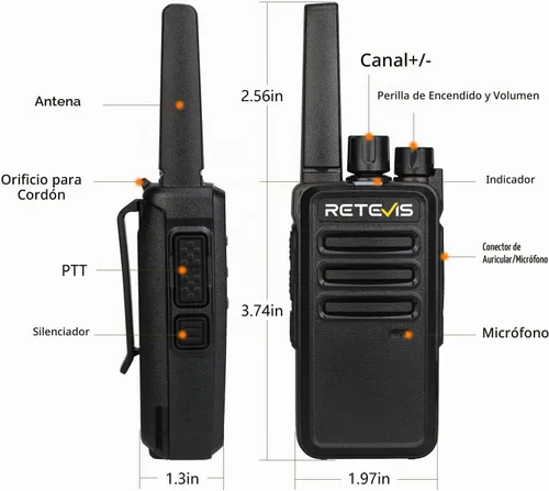 Vista 7 de Retevis Walkie Talkies RT68 de largo alcance con auricular