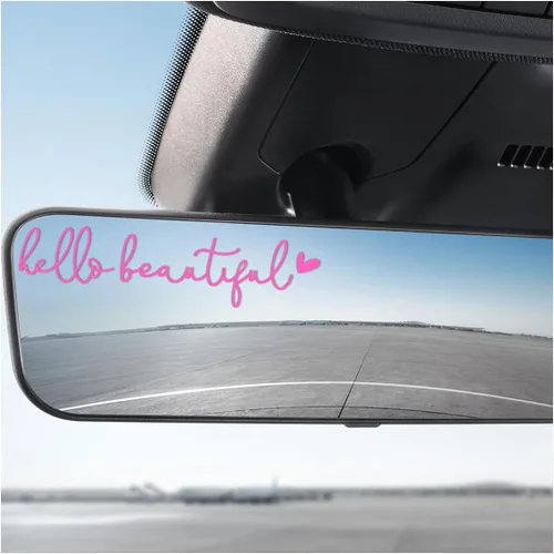 Vista 4 de Adhesivos para Espejos de Coche, Adhesivos de Espejo Retrovisor "Hello Beautiful", Decoración de Ventana de Coche, Adhesivos para Espejo de Tocador