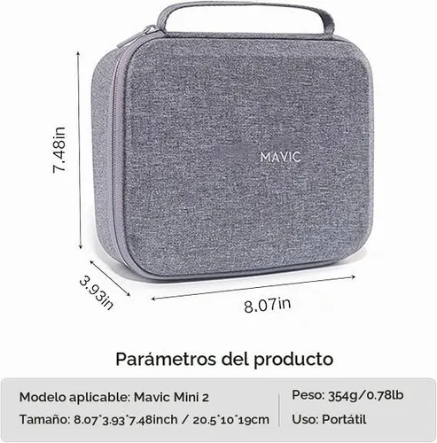 Vista 3 de Original Mini 2/4k Estuche de transporte Bolsa de almacenamiento Caja rígida compatible con DJI Mini 2 SE Drone Accesorios (Gris)