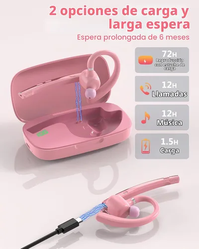 Vista 5 de New Bee Auriculares Bluetooth V5.1 72H Hablar Time Dual Mic con botón de silencio para negocios, auricular Bluetooth inalámbrico manos libres