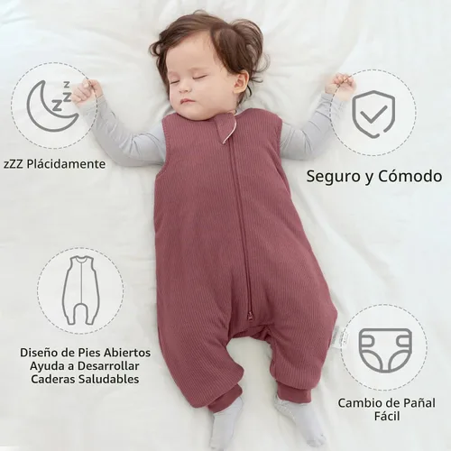 Vista 5 de BubblePanda - Saco de dormir para niños pequeños hecho de rayón de bambú con pies 1.0 tog, saco de dormir transpirable 6-12 meses, manta portátil