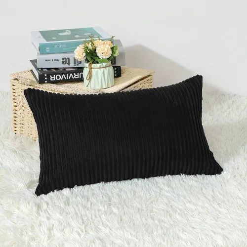 Vista 43 de Artscope Fundas de Almohada de Pana a Rayas Acogedoras Súper Suaves Decorativas Cuadradas Fundas de Almohada Fundas de Cojín para Sofá Sofá Amarillo
