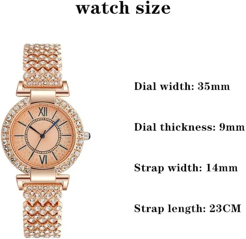 Vista 5 de CdyBox Reloj de pulsera clásico de cristal de lujo para mujer, reloj de pulsera analógico de cuarzo