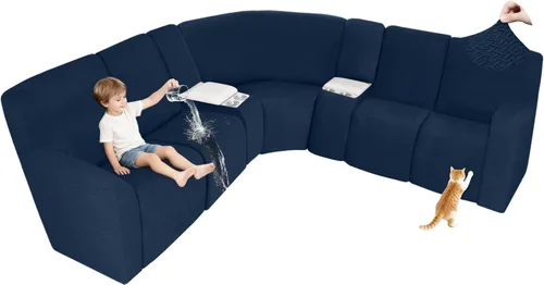 Vista 62 de ALIECOM Fundas 100% impermeables para sofá seccional reclinable, forma de L, elásticas, para esquina, funda para sofá seccional reclinable, lavable
