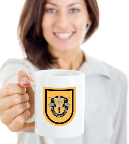 Vista 6 de Taza de café de fuerzas especiales – 1ER SFG, 11onza, Blanco