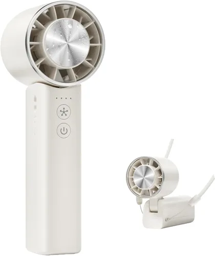 Vista 14 de Ventilador de mano portátil, mini ventilador personal ajustable de 100 velocidades, funciona con batería recargable USB-C de 3000 mAh, pantalla Beige