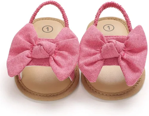 Vista 4 de COSANKIM Sandalias de verano para bebés y niñas con suela suave de flores, zapatos de vestir para cuna, recién nacidos, para recién nacidos