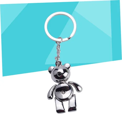 Vista 6 de CHILDWEET Llavero de metal con diseño de oso de plata, llavero de automóvil, decoración creativa para niñas y mujeres, plateado
