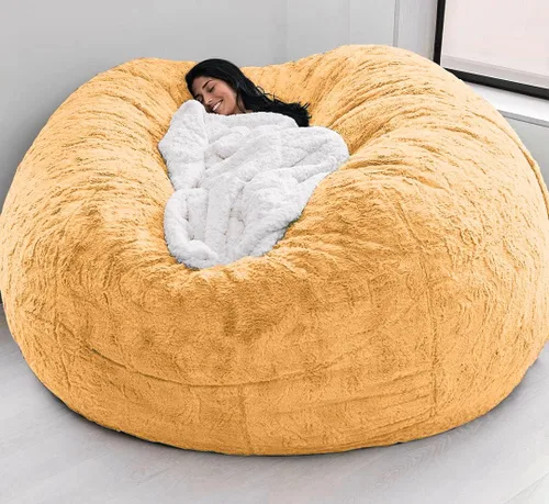 Vista 20 de Funda para silla tipo puf de piel gigante para niños y adultos, (sin relleno), muebles de sala de estar, grande, redondo, suave, esponjoso, de piel