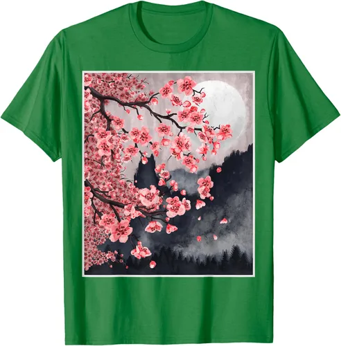 Vista 4 de Sakura - Camiseta japonesa de cerezo en flor japonesa, Negro, S