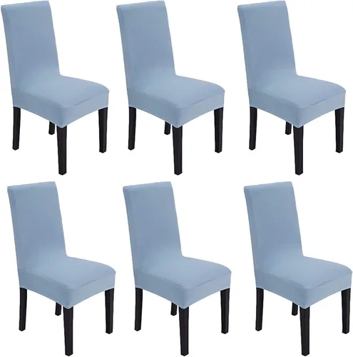 Vista 26 de Funda protectora de tela de elastano elástica extraíble y lavable para silla de comedor (color aguamarina, 6)