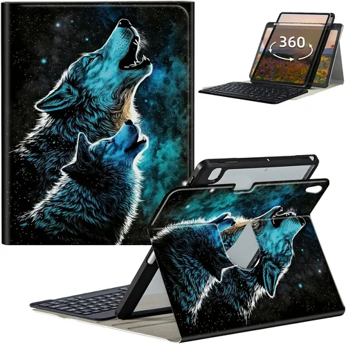 Vista 48 de Funda de teclado para iPad de 9ª/8ª/7ª generación de 10.2 pulgadas 2021/2020/2019 con soporte delgado giratorio de 360 grados, cubierta inteligente