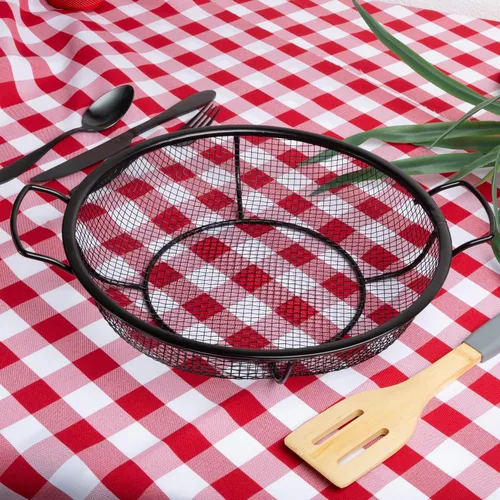 Vista 4 de Outset Cesta de malla para asar con asas, antiadherente, poco profunda, 12 "x 15" x 3