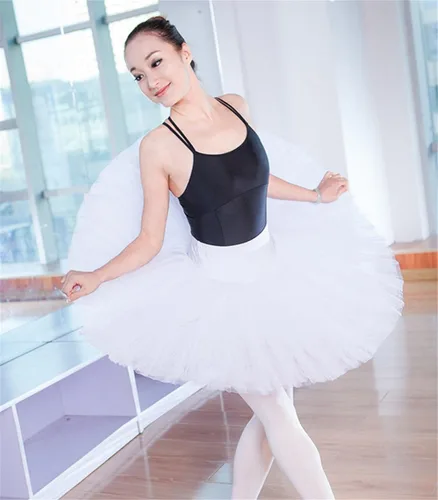 Vista 7 de WENDYWU Falda de tutú profesional de ballet de cisne para mujer falda de leotardo de alto rendimiento
