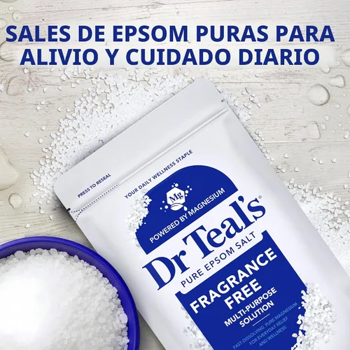 Vista 4 de Sales de Epsom con Magnesio para Remojo Dr Teal's, Sin Fragancia, 4 libras