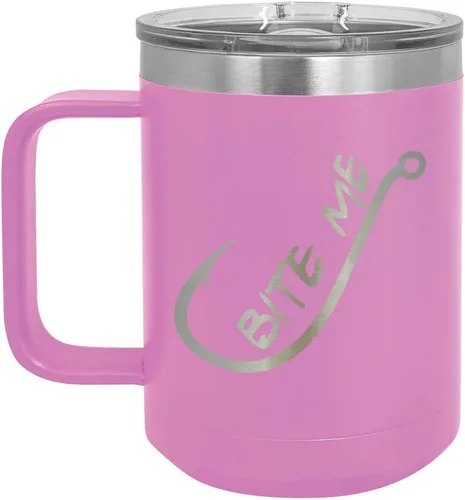 Vista 9 de BITE ME Negro 15 oz Taza de café w/tapa deslizante Taza de café de viaje aislada Ideas de regalos de cumpleaños o Navidad de mujeres u hombres