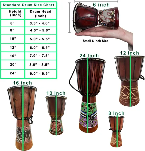 Vista 4 de Djembe decorativo de novedad de 6" de alto x 4" de ancho en la parte superior (Abstracto, 15.2 cm)