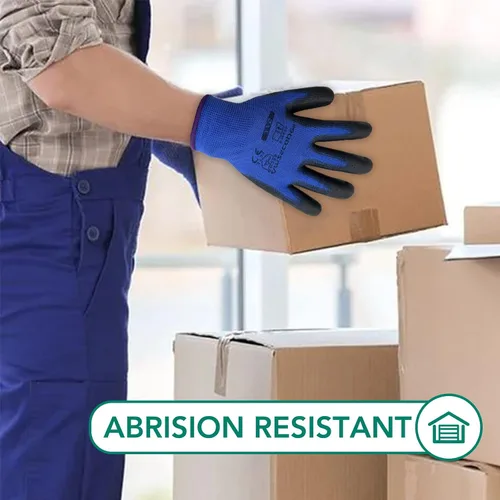 Vista 6 de Guantes de trabajo con revestimiento de poliuretano, 12 pares, guantes de jardín finos para hombres y mujeres, ideales para trabajo ligero