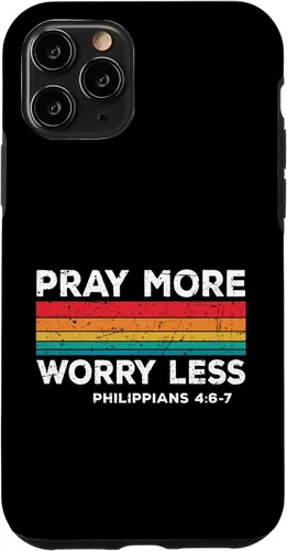 Vista 27 de iPhone 16 Faith Christians God Jesus Pray more worry less Case