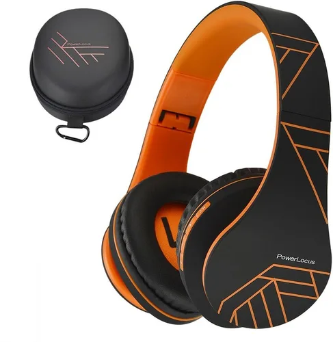 Vista 17 de PowerLocus - Audífonos Bluetooth sobre las orejas, auriculares inalámbricos plegables estéreo con cable y sin cable con micrófono incorporado, Micro