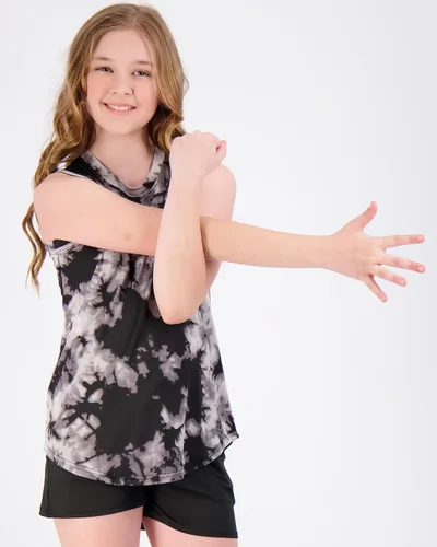 Vista 2 de Real Essentials Paquete de 4 Camiseta deportiva Dry-Fit Active para niñas, gimnasio, correr, entrenamiento, atlética, para niños, adolescentes
