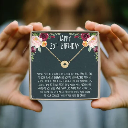 Vista 5 de Collar de 25 cumpleaños Tarjeta sincera y juego de regalo de joyería para mujer