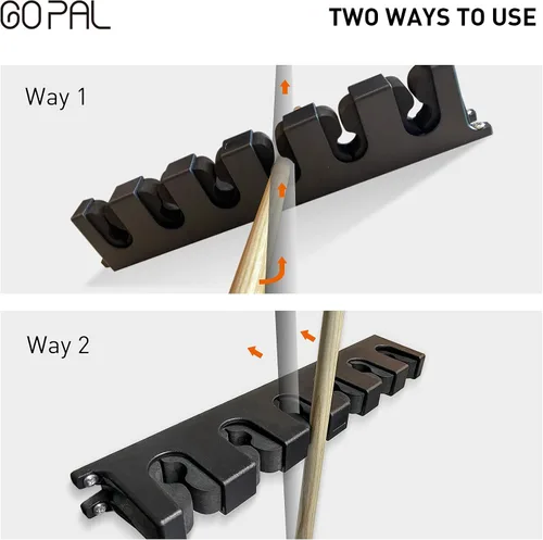 Vista 9 de Go Pal Soporte para taco de piscina, soporte de pared para 6 tacos, ahorro