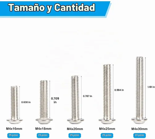 Vista 2 de 120 tornillos para tiradores de gabinete, M4x16/18/20/25/30mm