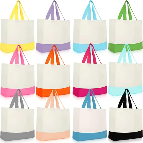Vista 10 de Epakh Bolsas de lona a granel de 18.5 x 15 pulgadas, reutilizables, bolsas de compras para comestibles, equipaje para compras