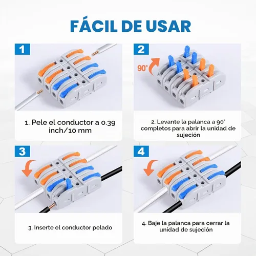 Vista 3 de Kit de conectores de palanca para cables eléctricos de conexión rápida, para terminales en línea compactos, 28-12 AWG, 1 entrada 1 salida (azul, 15)