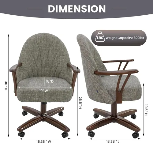 Vista 61 de Chromcraft Juego de 1 sillas giratorias inclinables, sillas con ruedas para sala de cocina