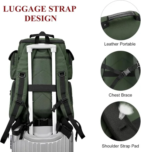 Vista 6 de WITZMAN Mochila de viaje para hombre, mochila de mano de gran capacidad, mochila para portátil de 17 pulgadas (6695 verde militar)