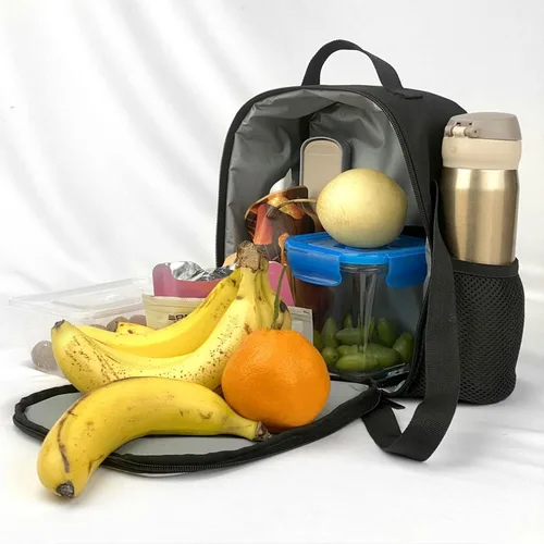 Vista 3 de Bolsa de almuerzo aislada #7 Bolsa de almuerzo impermeable reutilizable bolsas de hielo para bolsas de almuerzo negro 4