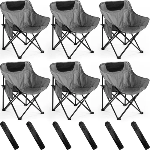 Vista 8 de FairySandy Paquete de 6 sillas de camping portátiles, sillas de campamento plegables ligeras, sillas compactas para mochileros con bolsa de Beige
