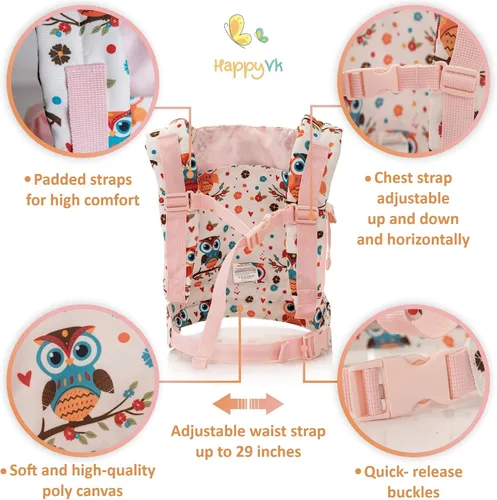 Vista 7 de HappyVk - Bolsa de pañales para muñecas y portabebés para niños.
