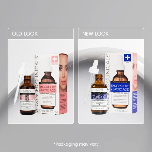 Vista 5 de Advanced Clinicals - Suero exfoliante con ácido glicólico al 10% para la cara + ácido láctico Exfoliante facial AHA + suero de ácido salicílico