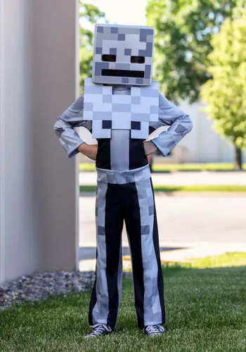 Vista 2 de Disfraz de Esqueleto de Videojuego Minecraft para Niños Multicolor