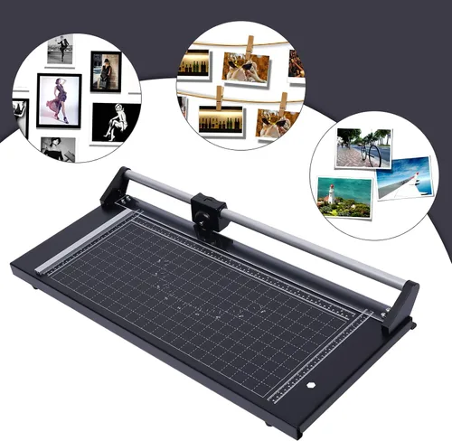 Vista 4 de Cortador de papel giratorio de precisión manual comercial de 24 pulgadas, resistente, corte inteligente para papel fotográfico, película, mermelada