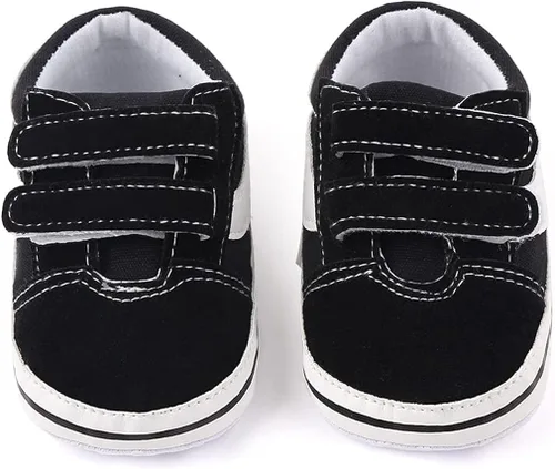 Vista 4 de haozaye Zapatos para bebés niños y niñas, suela de goma antideslizante, alta calidad, piel sintética, para primeros pasos, para cuna, recién