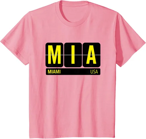Vista 21 de MIA Miami Florida USA Travel Souvenir Yellow Text Camiseta, Blanco