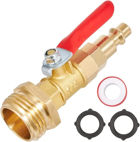 Vista 9 de Adaptador de Soplado para Invierno, Conector Macho de Conexión Rápida de 1/4 Pulgadas y Rosca de Manguera GHT de 3/4 Pulgadas. Con Válvula de Bola