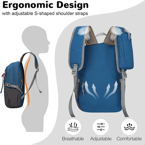 Vista 3 de Mochila de senderismo para niños, pequeña mochila impermeable para Azul
