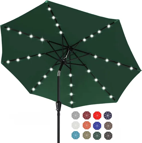 Vista 38 de ABCCANOPY Sombrillas solares duraderas para patio con 24 luces LED de 7.5 pies con 6 varillas resistentes (borgoña)